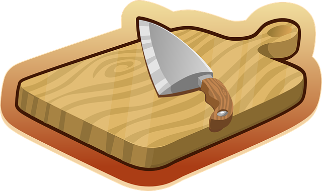 nůž na prkénku
